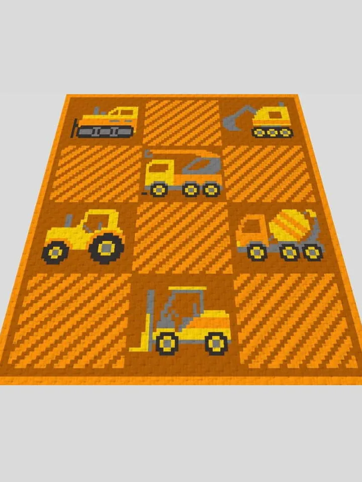 Crochet C2C Construction Vehicle graphgan blanket pattern PDF