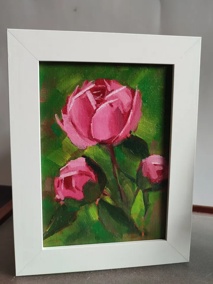 painting of Peonies oil on canvas 13*18cm