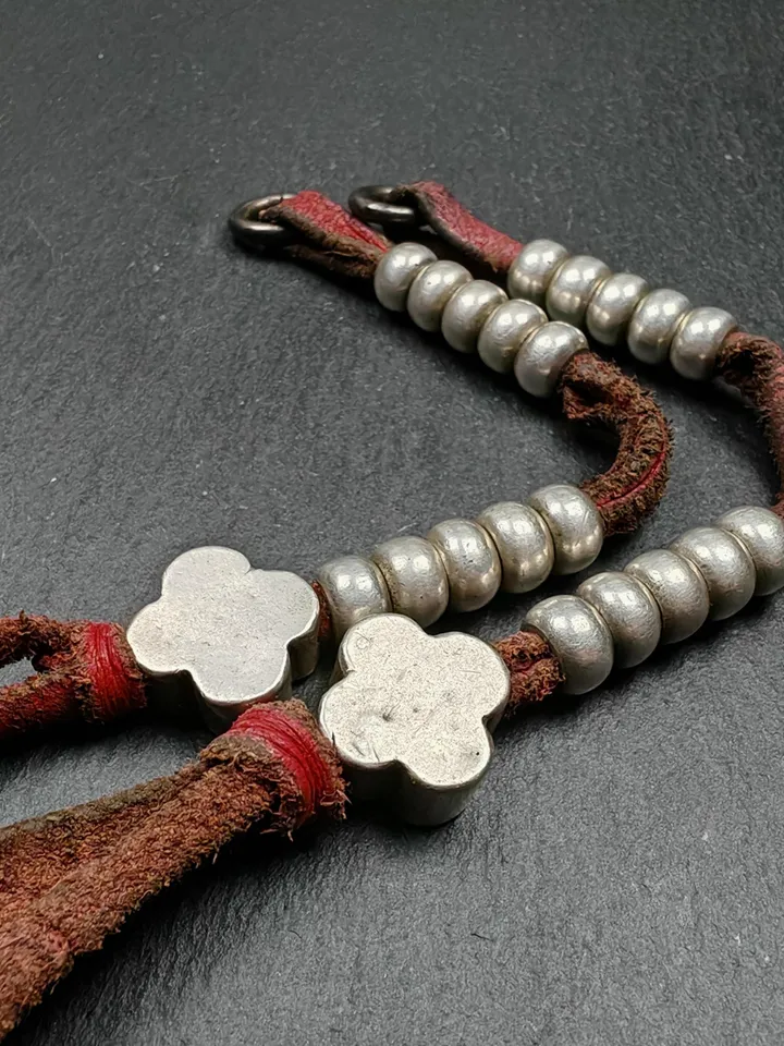 Authentic 8mm Tibetan Buddhist Prayer Bead Counters for 8-16mm Mala,with Gesang Flower Pendant,Made of Sterling Sliver,Decades Old