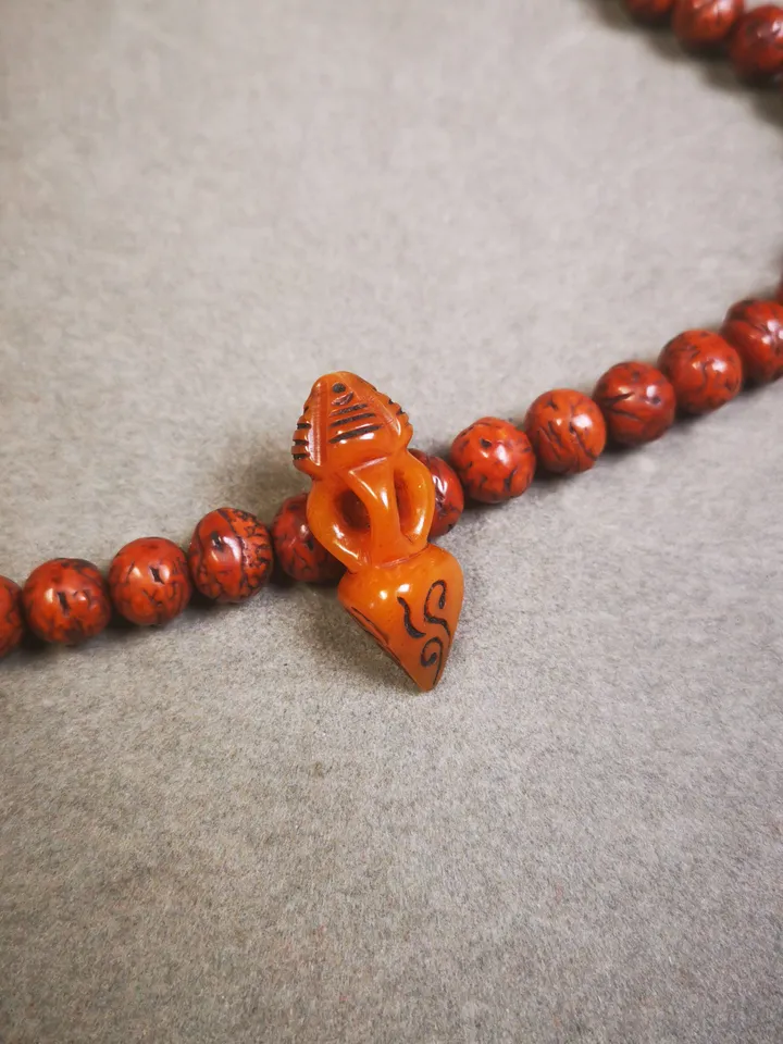 Gandhanra Handmade Tibetan Pendant Bead,Bone Carved Spacer Bead for Mala,Phurba Amulet,Prayer Beads Accessories