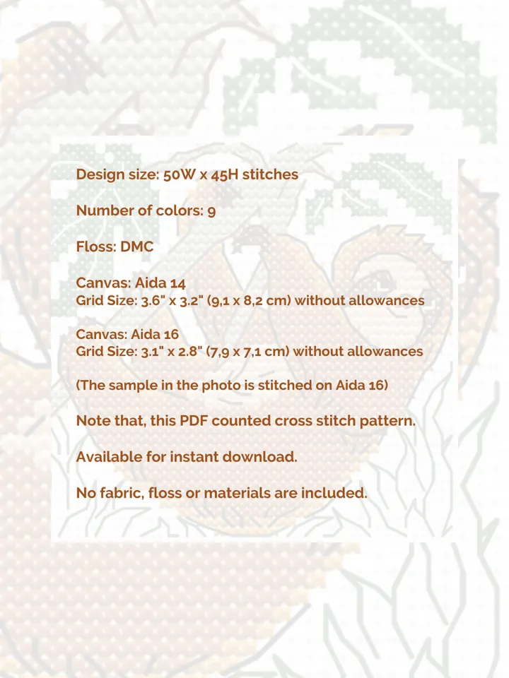 Cross stitch pattern Sloth, small cross stitch pattern PDF