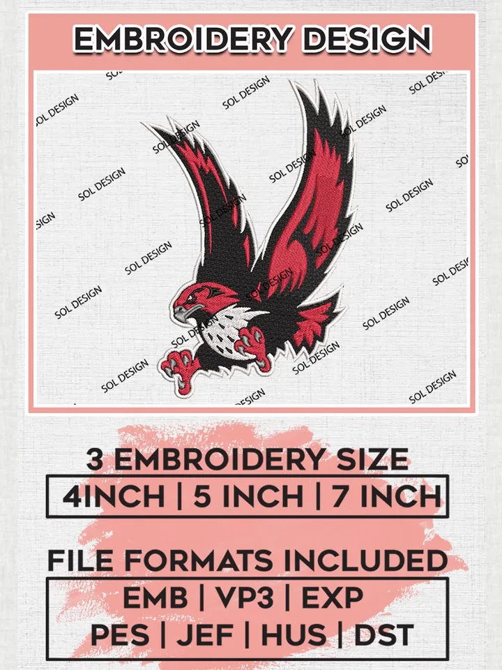 NCAA Miami OH RedHawks Team Mascot Logo Embroidery Design Files, NCAA Miami OH RedHawks Machine Embroidery, NCAA Teams, 3 sizes, NCAA Machine embroidery designs, Digital Download