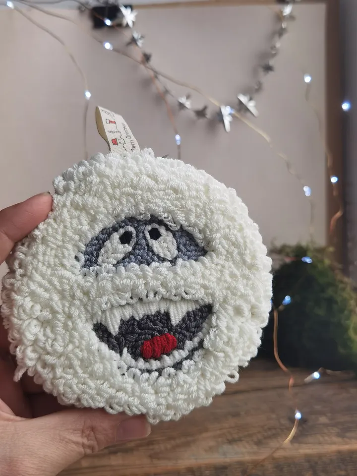 Abominable snowman ornament Yeti gifts Big foot Christmas tree decor snowman door hanger Punch needle ornament Snowman toy