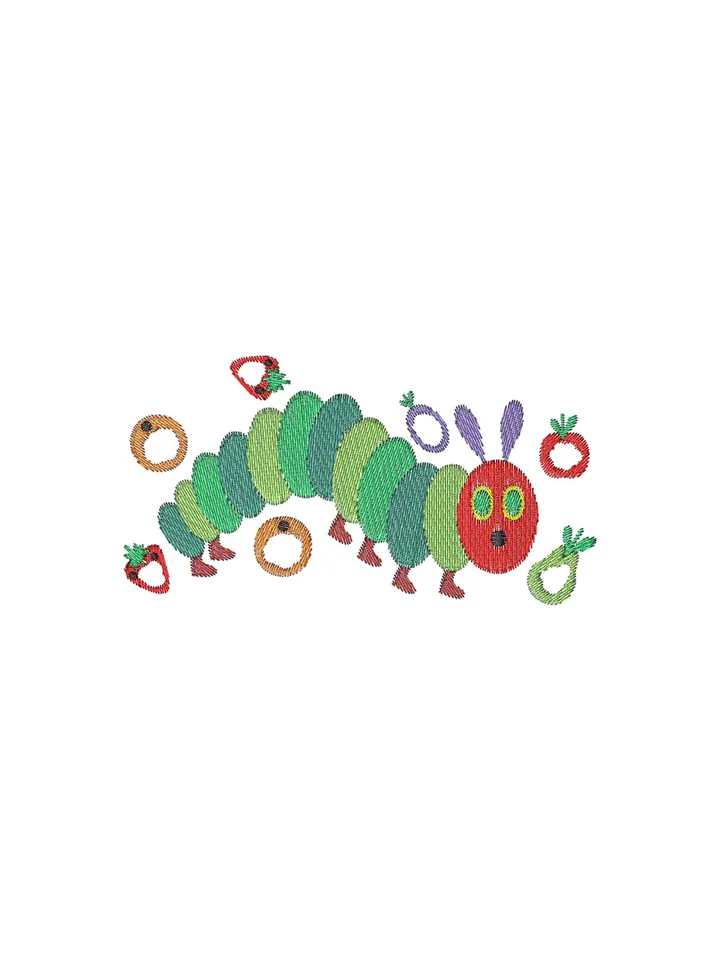 Hungry Caterpillar Machine Embroidery Design,cute machine embroidery design,2 sizes,Instant Download--735