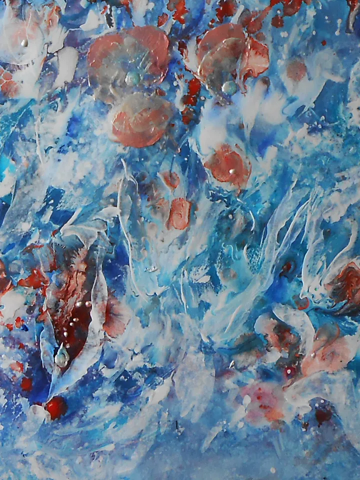 Abstract underwater painting acrylic | Underwater abstract art original