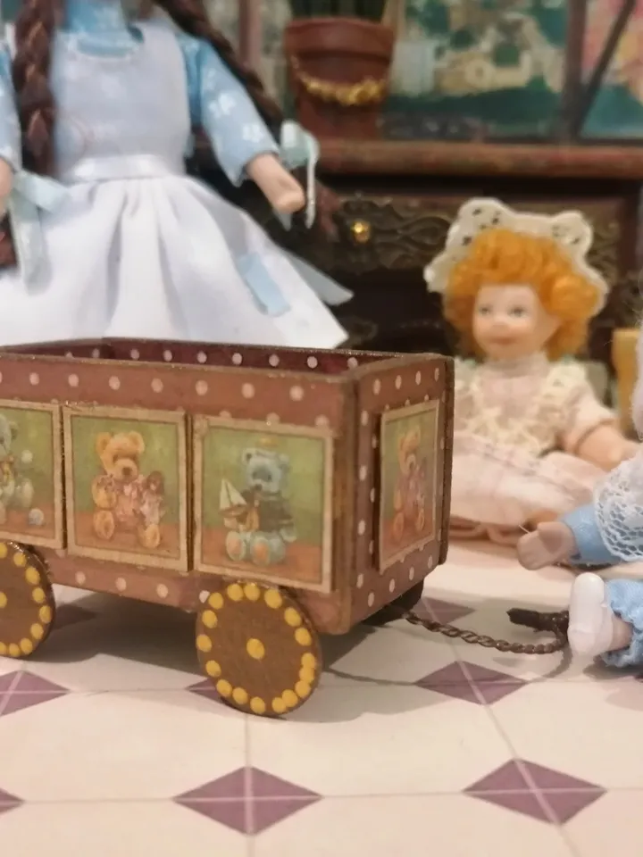 Trolley for dollhouse. Doll toy.1:12 scale.
