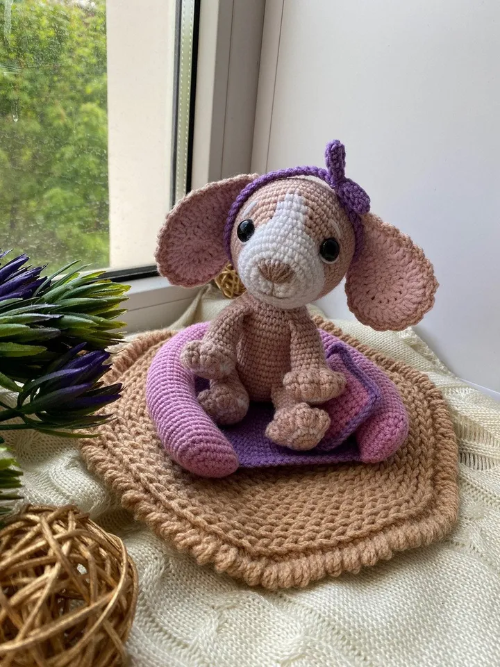 PDF Crochet pattern Spaniel Dog in a dog bed, Amigurumi dog, Crochet puppy, dog crochet pattern, puppy crochet pattern, Animal Toy Pattern