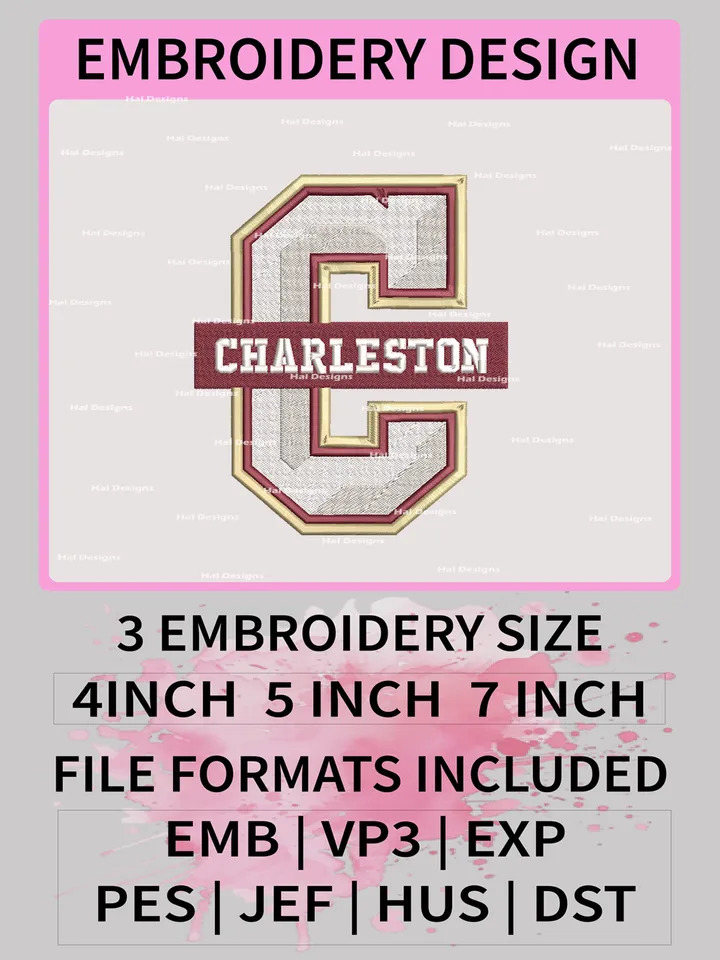 NCAA Charleston Cougars Embroidery File, 3 Sizes, 6 Formats, NCAA Machine Embroidery Design, NCAA Logo, NCAA Teams