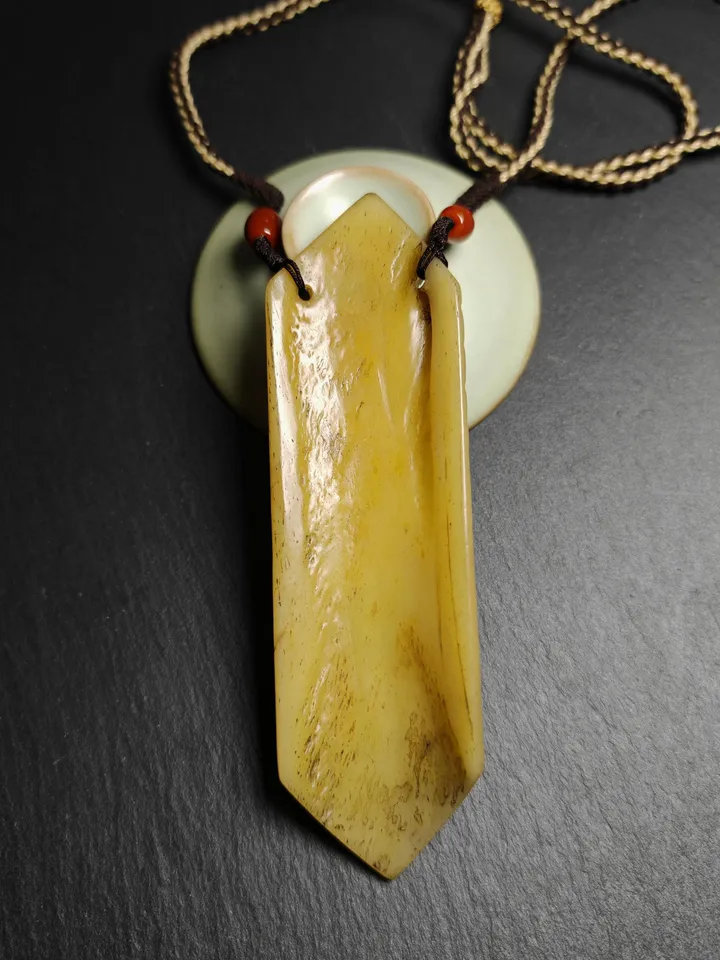 Gandhanra Vintage Yak Bone Carved Troma Nagmo Amulet - Tibetan Buddhist Black Dakini Female Deity Pendant