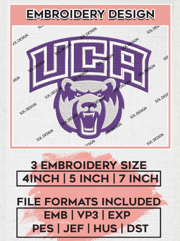 UCA Bears Team Logo Machine Embroidery Design, NCAA Central Arkansas Bears Team Design Design files, NCAA Team Embroidery Designs, NCAA Machine Embroidery Designs, Digital Download