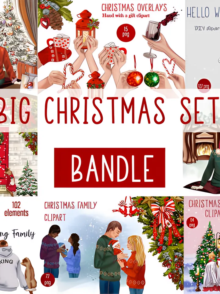 Big Christmas Family Clipart Bundle