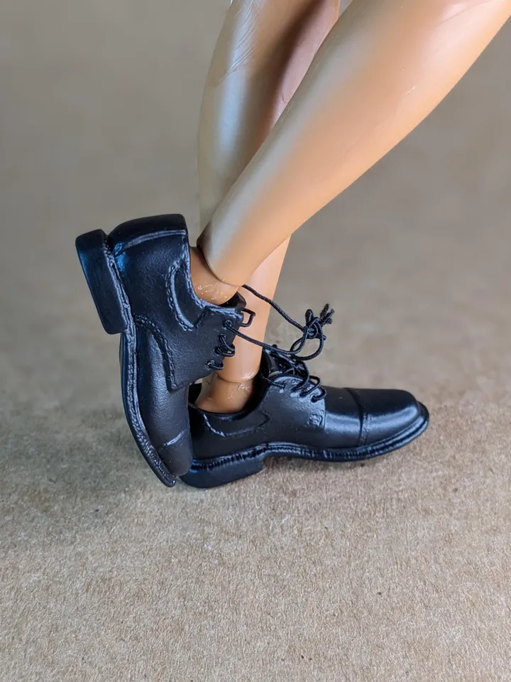 Premium icons black lace-up shoes for 12 inch male dolls
