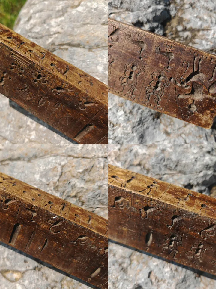 Gandhanra Antique Tibetan Buddhist Zanpar Wooden Mold Stick,Dharma Ritual Plate,Intricately Carved Esoteric Ritual Objects and protectors