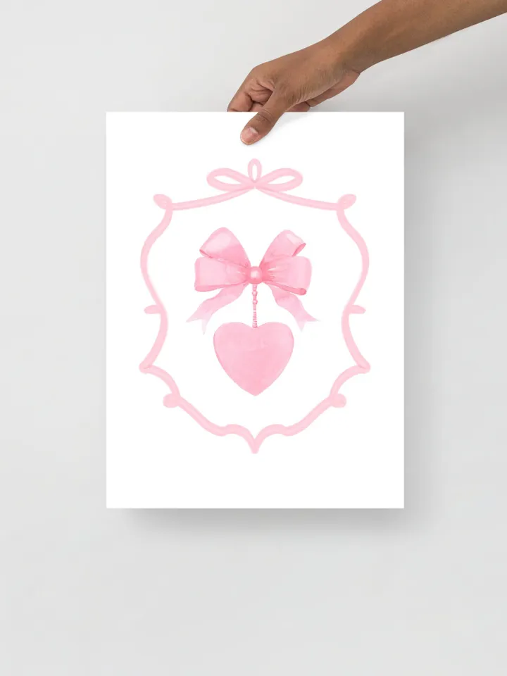 Pink Bow Painting Watercolor Art Print, Soft Girl Decor, Newborn Girl, Coquette Pink Bow, Nursery Room, Girly Apartment Art, Baby Gift