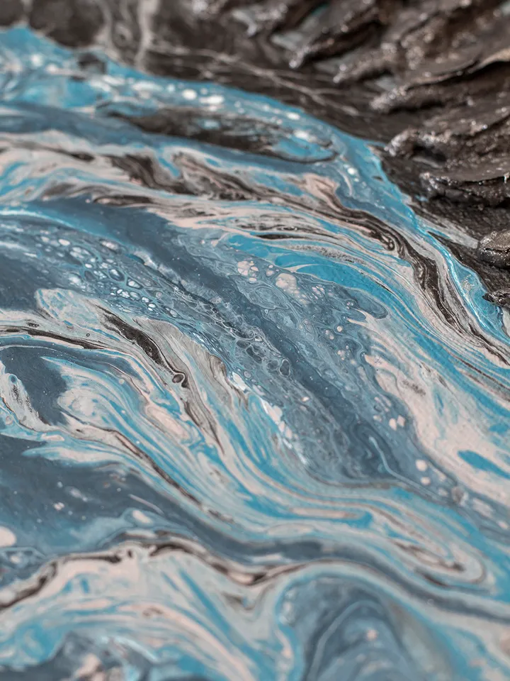 Waterscape wall art | Modern Abstract Sea Painting | 3D Effect Acrylic Art on Canvas | Handmade Artwork | Blue Square painting