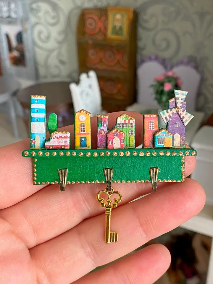 Key Holder for Dollhouse. Dollhouse Miniature. Doll Accessories. Handmade Key Holder. 1:12