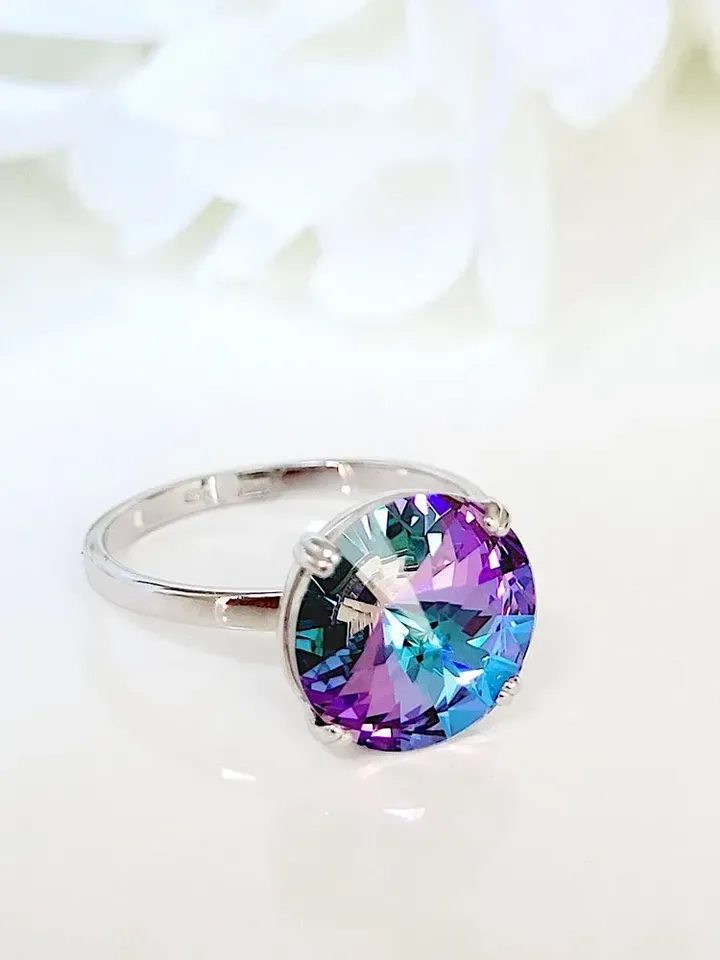 Ring Silver rhodium plated 925 with crystal