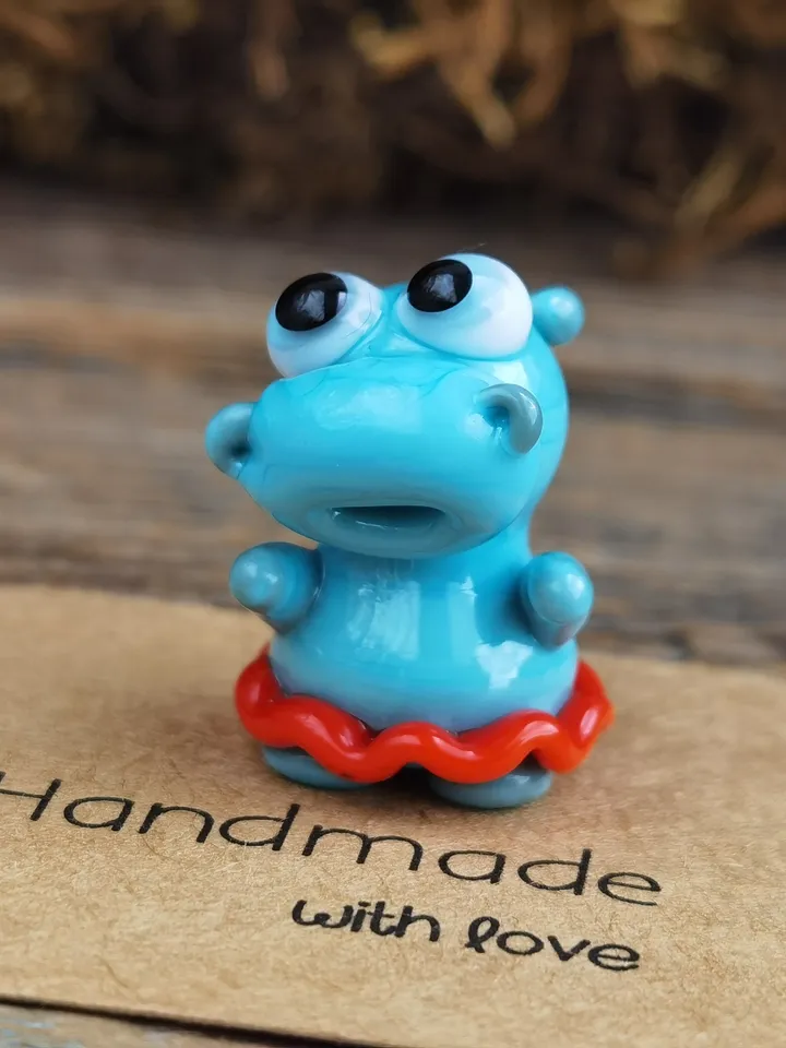 House Hippo figurine Hippo art Hippo gifts Hippo ornament Ballerina gifts Hippopotamus Hippo for Christmas Tiny glass animals