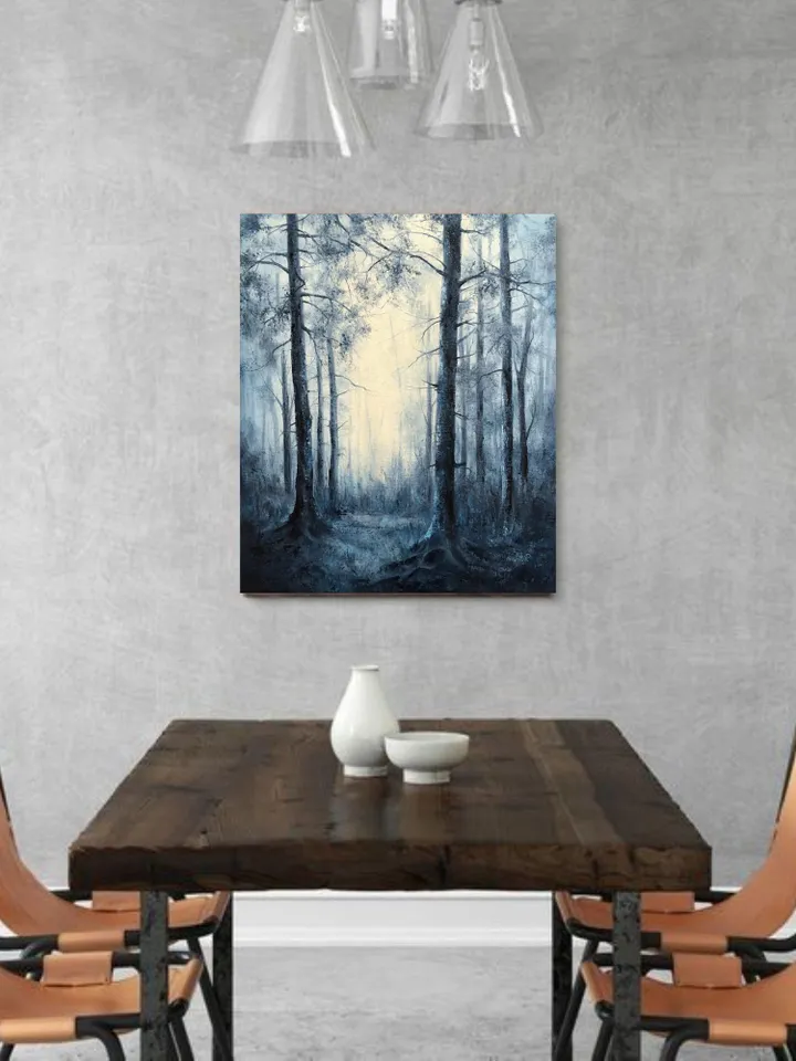 Forest Original Painting Oil Landscape Foggy Forest Wall Art