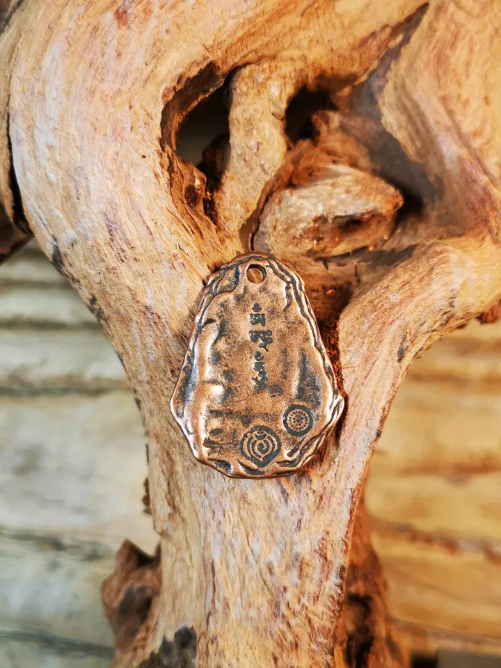 Gandhanra Handmade Amulet,Yellow Jambhala Pendant with Leather Necklace,Made of Brass