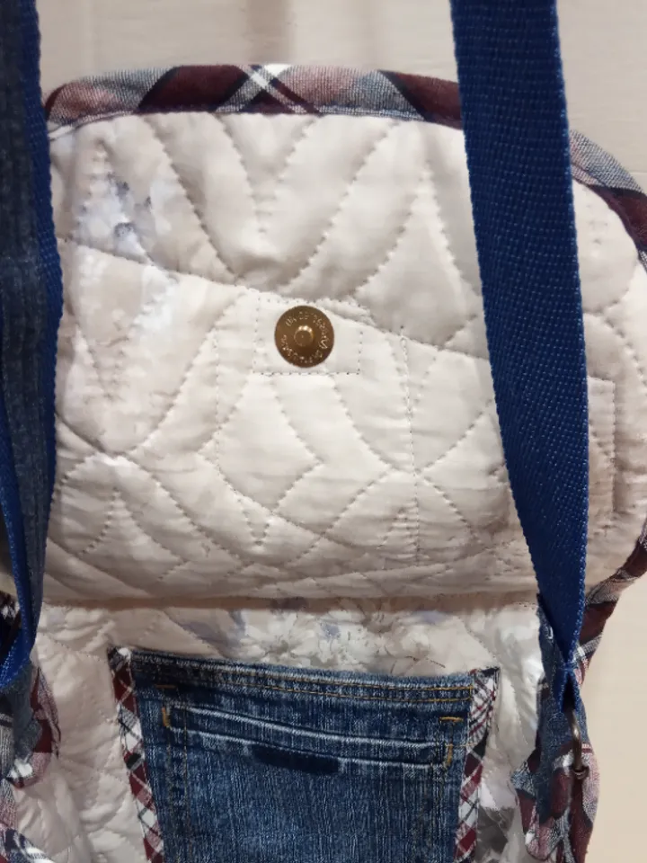Shoulder denim handbag . Handmade bag, recycled jeans bag, crossbody bag with a crazy pechwork flap