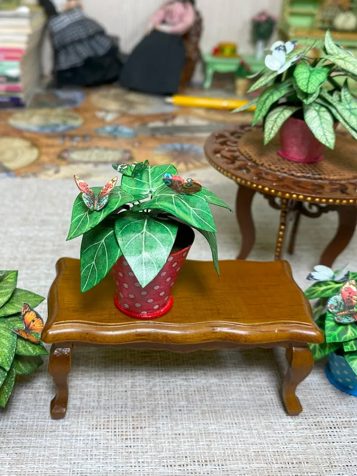 Tutorial. Flowers in a pot. 1:12. Dollhouse miniature. Flowers for a doll.