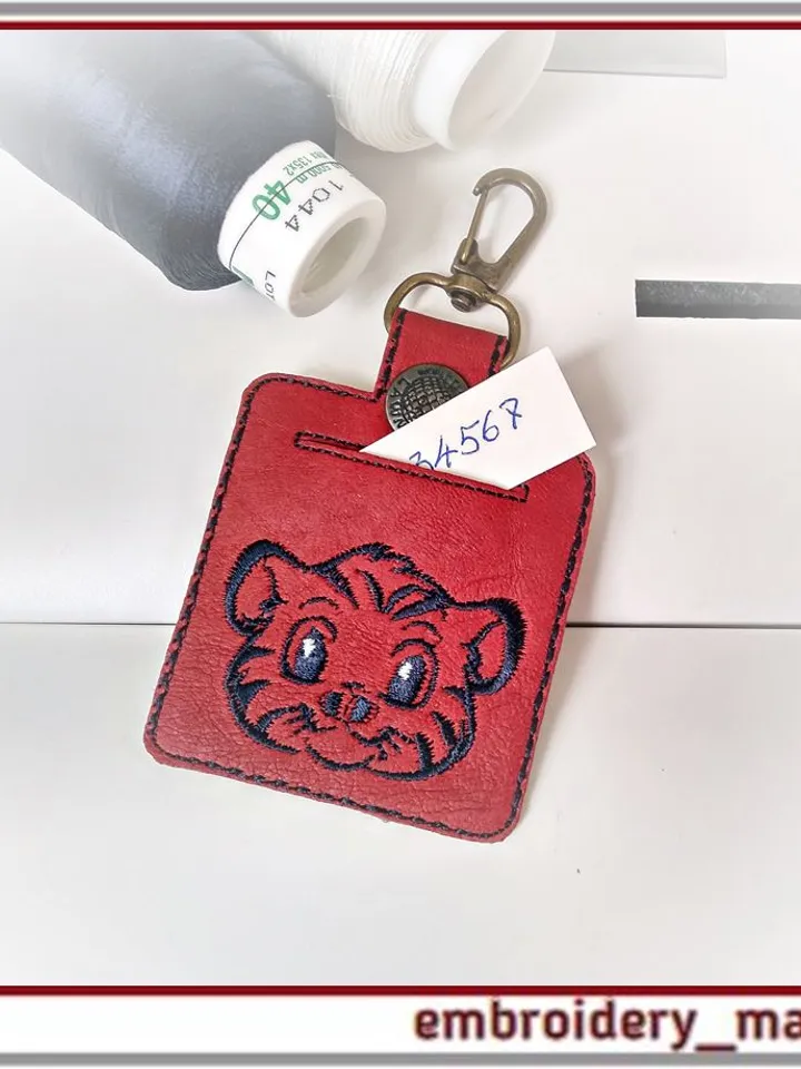 In the hoop Keychain with pocket machine embroidery design ITH