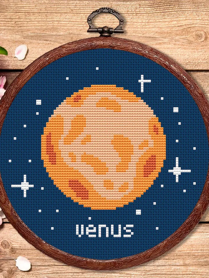 Venus Cross Stitch Pattern, Planets Cross Stitch Pattern, Venus Pattern, Space Cross Stitch Pattern, Solar System Patterns #spc002