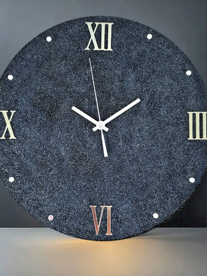 Large gray stone wall clock 40 cm Modern wall clock Unique clock Silent clock