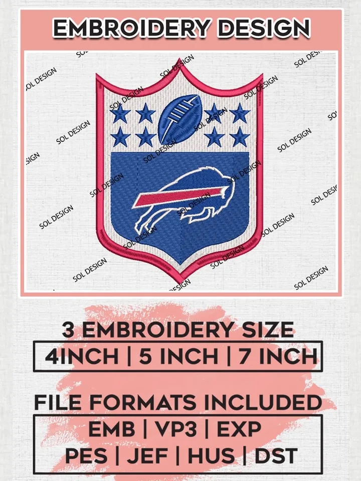 Buffalo Bills Machine Embroidery Design Files, NFL Bills, NFL Logo Embroidery Files, NFL Buffalo Bills Machine Embroidery Design, Digital Download