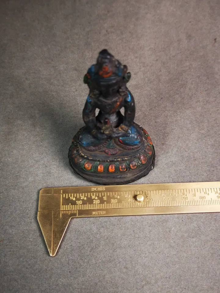 Gandhanra Antique Colored Tibetan Statue,Amitayus,Buddha of Longevity,80 Years Old