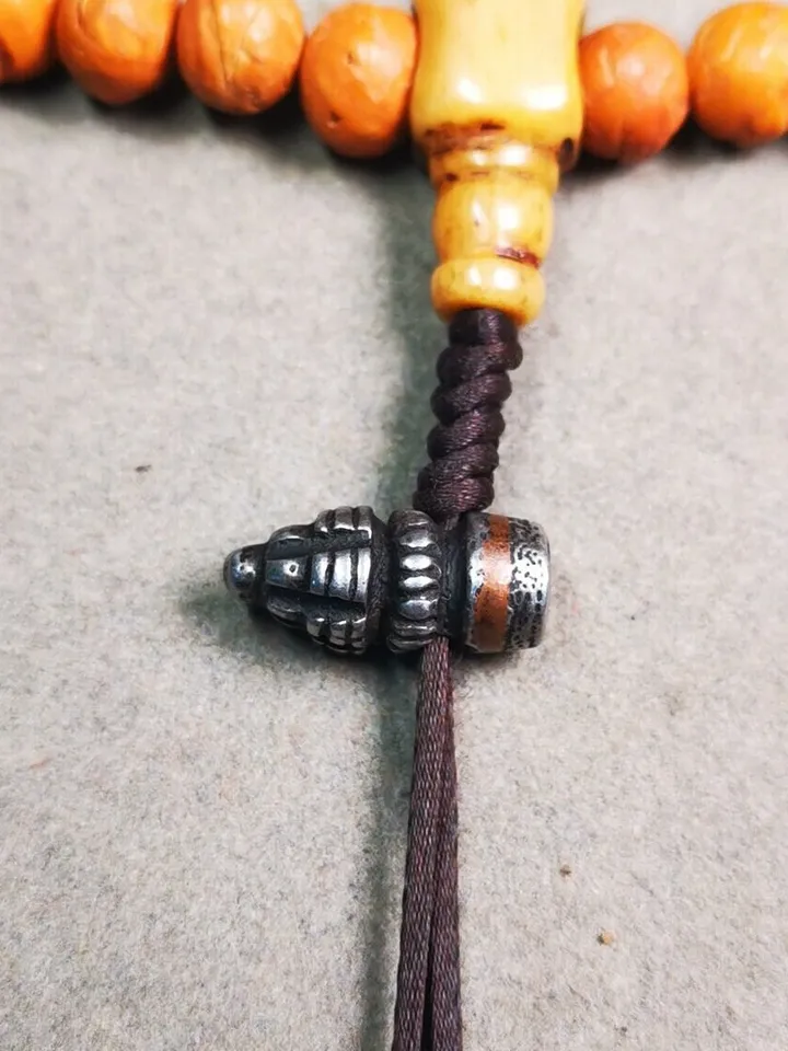 Gandhanra Handmade Tibetan Amulet,Stupa Pagoda Pendant Bead,Spacer Bead for Mala,Bag Hanging,Prayer Bead Accessories,0.6" × 0.3"