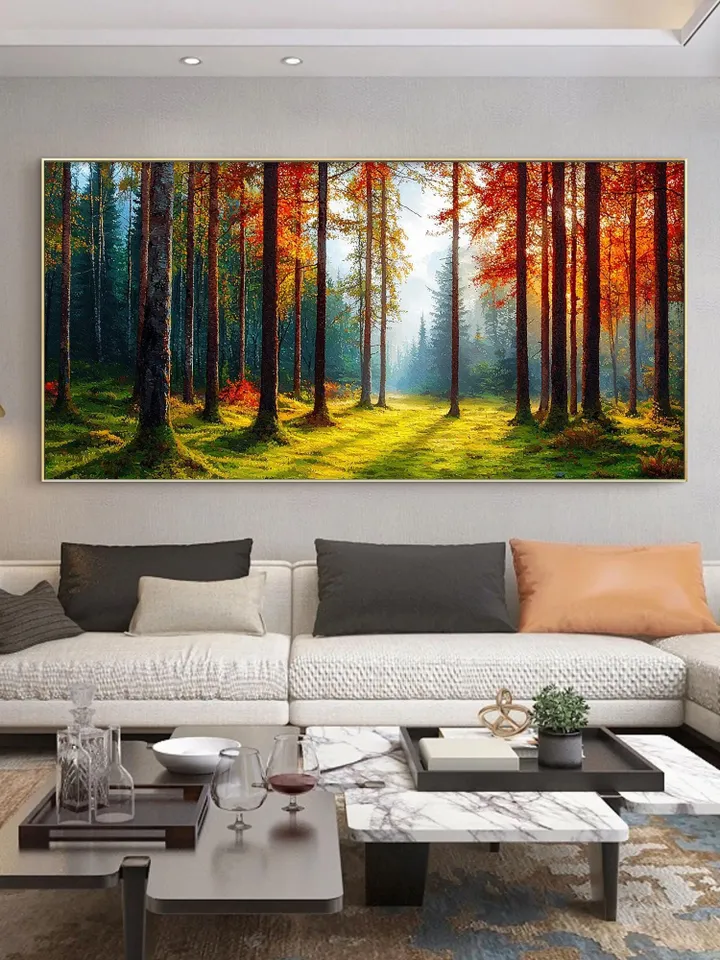 Original Autumn Forest Oil Painting On Canvas, Fall Colors Landscape Art, Nature Wall Art, Woodland Scene, Original Artwork, Forest Path Art