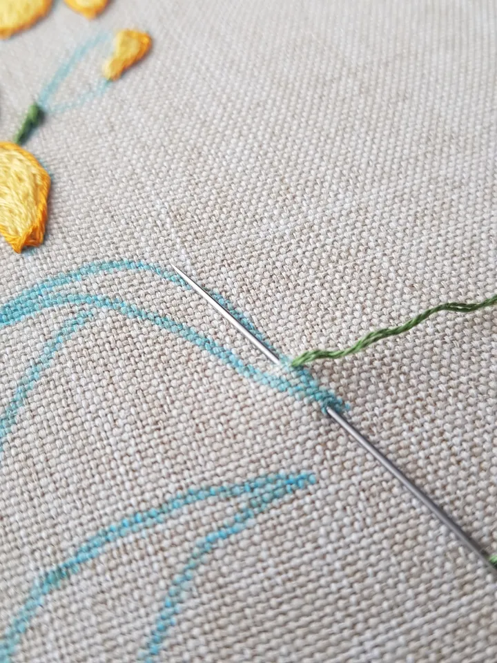 Bright irises pattern pdf embroidery, Easy hand embroidery DIY, step by step embroidery tutorial