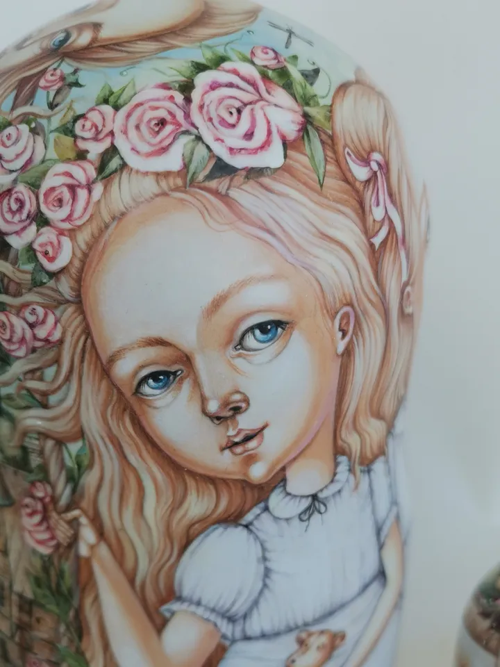 Matryoshka "Girls and Angels". Set of 5 dolls. 9inch.