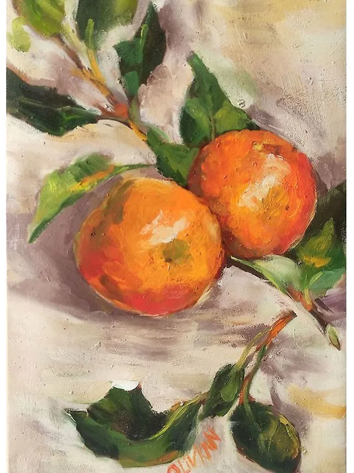 Mandarin Art Citrus Oil Painting Mandarin Artwok 20 by 30 cm Eat Art