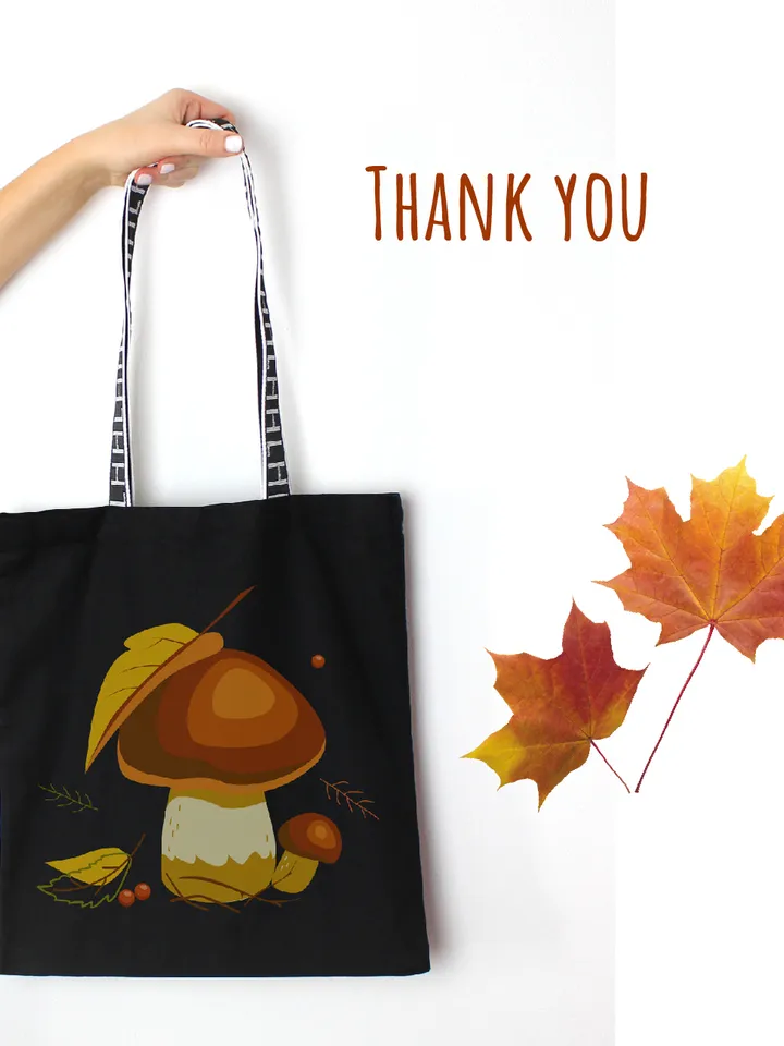 Autumn mushroom sublimation. Bag, pillows, mugs, T-shirt PNG