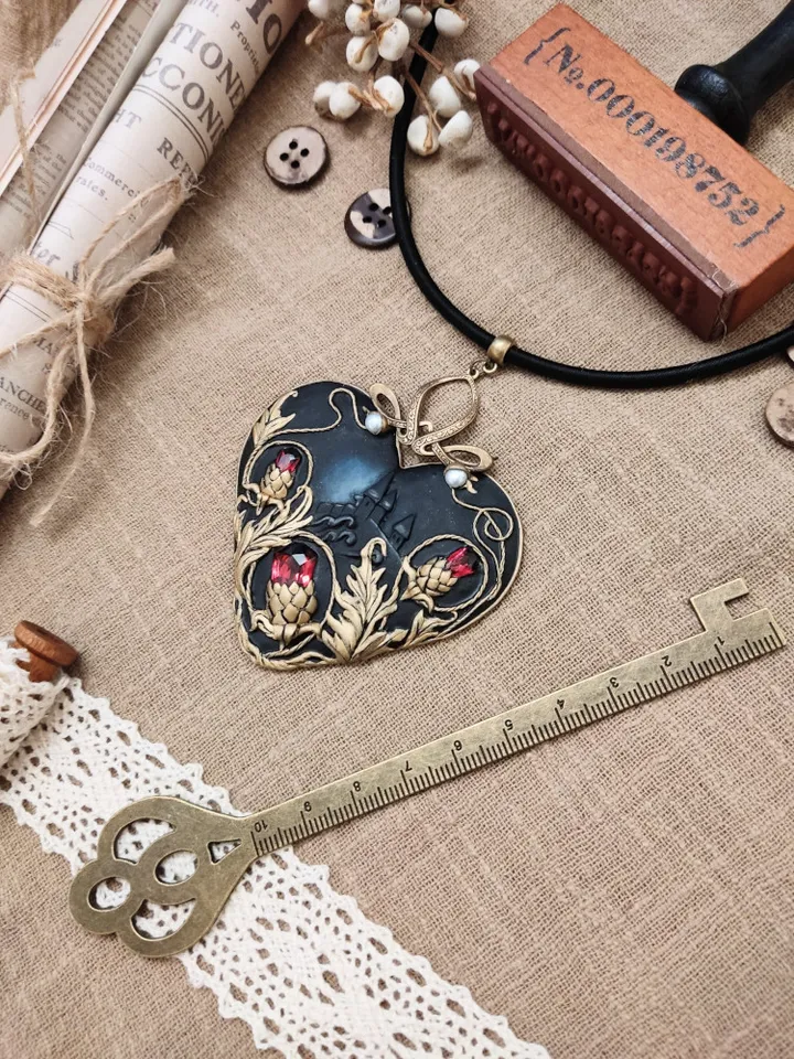 Necklace with Thistle, Rococo necklace, renaissance jewejry, Thistle Scotland