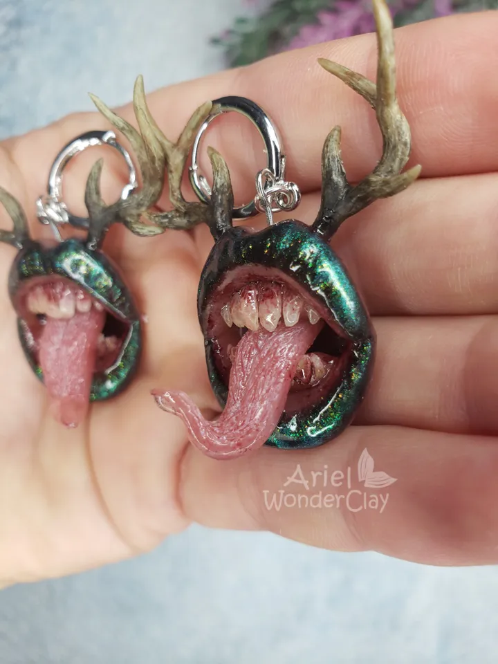 Only to be custom made (orders being taken for the middle of February 2025) Wendigo dangle earrings, stainless steel