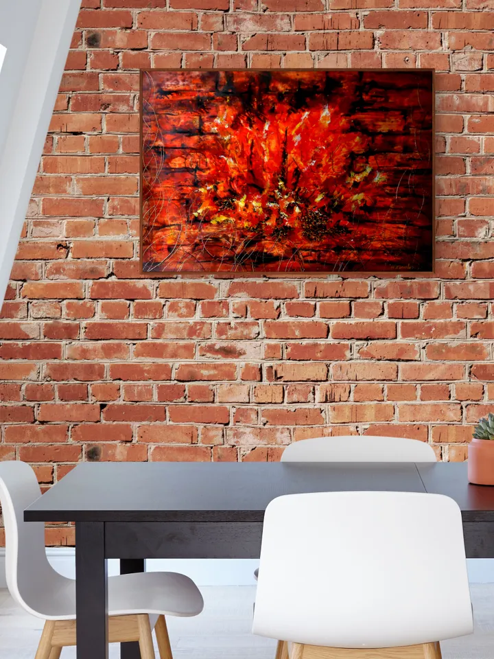 Abstract original painting, Painting fire, Abstract acrylic painting