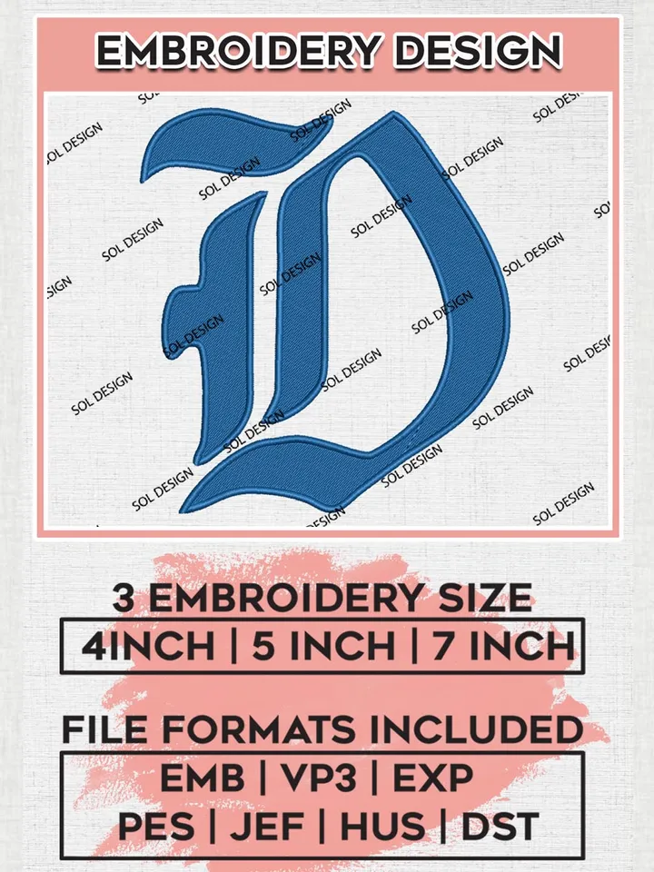 NCAA Duke Blue Devils Team Letter Logo Embroidery Design Files, NCAA Duke Blue Devils Machine Embroidery, NCAA Teams, 3 sizes, NCAA Machine embroidery designs, Digital Download