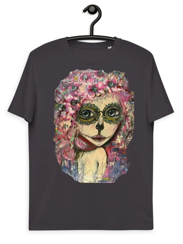 Santa Muerte Unisex organic cotton t-shirt,the t shirt made with my own acrylic mix media Santa Muerte painting.