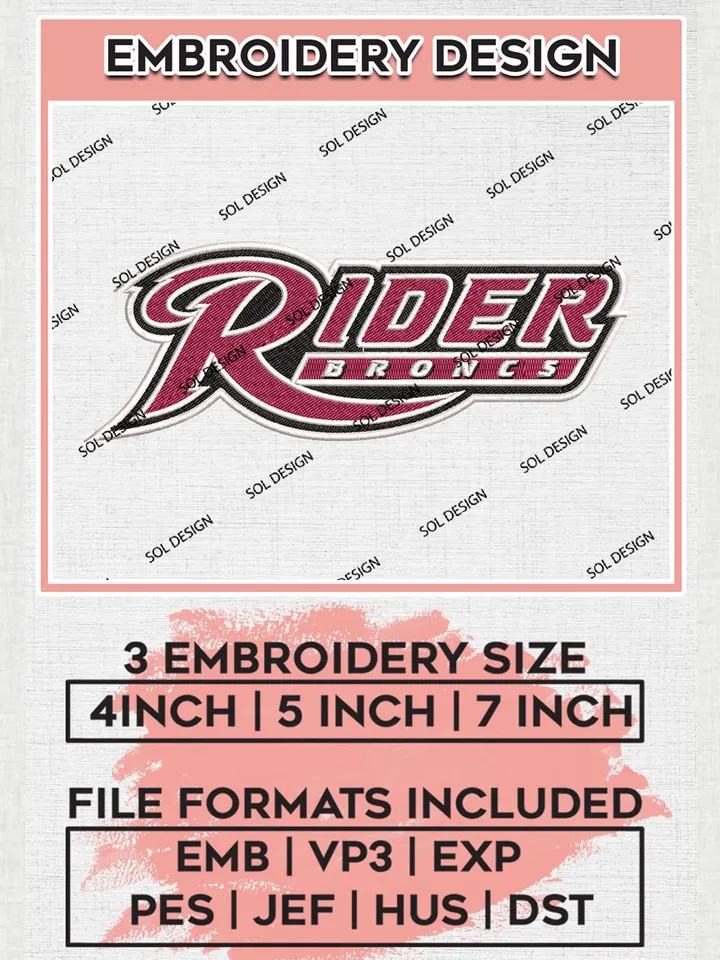 Rider Broncs Football Team Writing Logo Embroidery Design Files, NCAA Rider Broncs Machine Embroidery, NCAA Teams, Game Day, 3 sizes, NCAA Machine embroidery designs, Digital Download