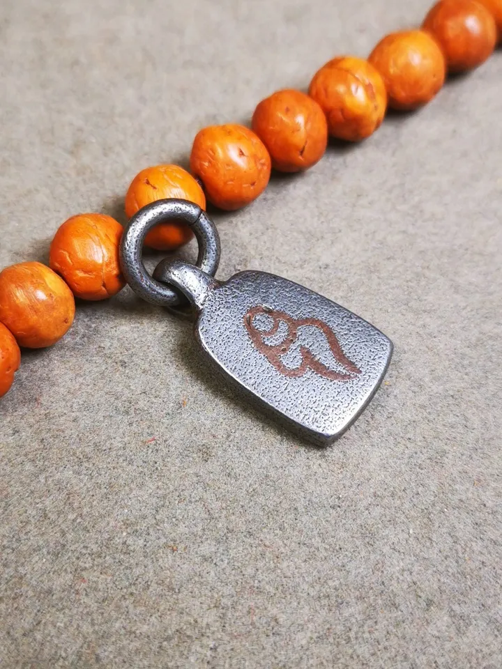 Gandhanra Handmade Tibetan Mala Pendant,Small Shankha Conch Amulet for Prayer Beads,Bag Hanging,0.94" × 0.5"
