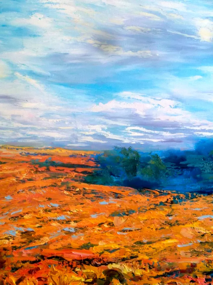 Sunflowers Field Impasto Art Original Oil Painting Large Canvas 32/40 Artist Svinar Oksana