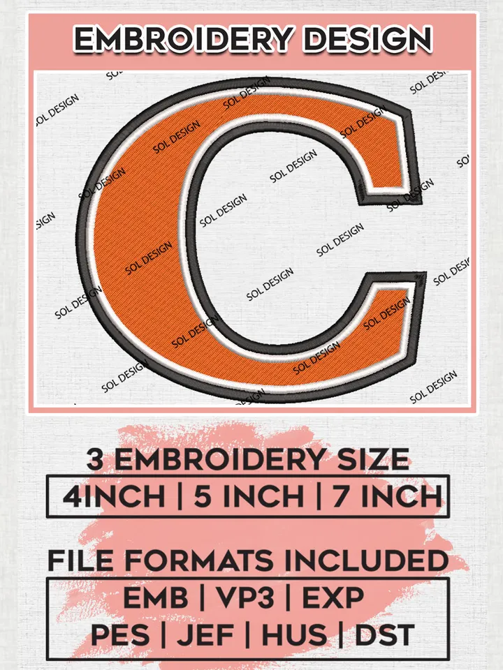 NCAA Campbell Fighting Camels Football Team Letter Logo Embroidery Design Files, NCAA Campbell Fighting Camels Machine Embroidery, NCAA Teams, Game Day, 3 sizes, NCAA Machine embroidery designs, Digital Download