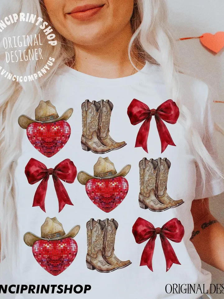 Howdy Valentine png, Western Valentines png, Valentines Coquette Bow png, Love png, Western png, Country Valentines png, Cowgirl png design