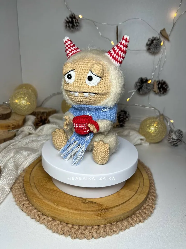 PDF Crochet Christmas Monster Pattern, Christmas Yeti Crochet Pattern, Animal Crochet Crochet Ornament Christmas baby Animal Christmas Decor