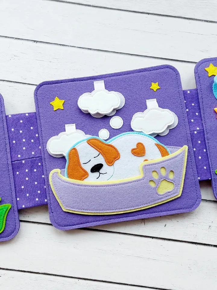 Educational Montessori mini book "SLEEP", the first tactile book for children