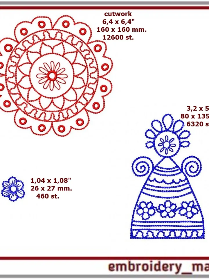 Machine embroidery design Single color chain stitch folk style by Embroidery Manavi 05